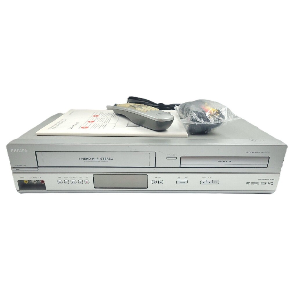 Philips DVP3345V/17 RE-NEWED 4-Head Stereo VCR Recorder DVD Player